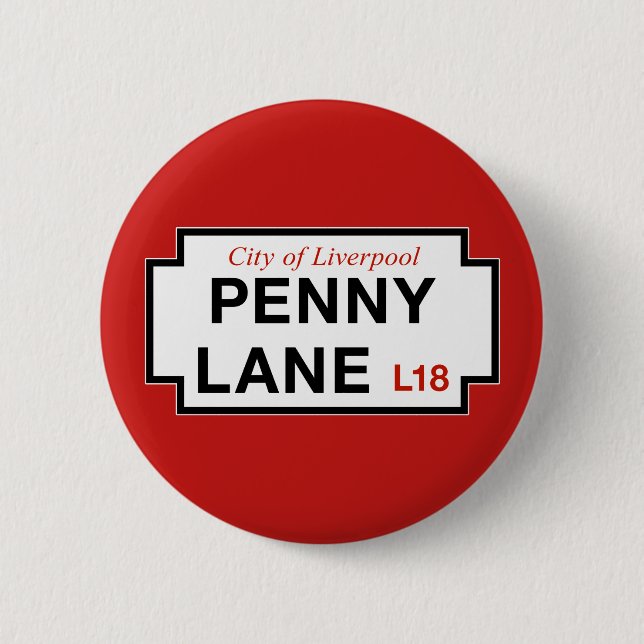Penny Lane, Street Sign, Liverpool, UK Pinback Button (Front)