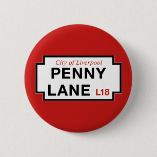 Penny Lane, Street Sign, Liverpool, UK Pinback Button