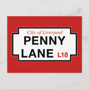 Penny Lane, Street Sign, Liverpool, UK Postcard