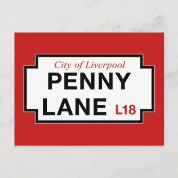 Penny Lane  Street Sign  Liverpool  Uk Postcard by worldofsigns at Zazzle