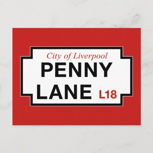 Penny Lane Street Sign Liverpool UK Postcard