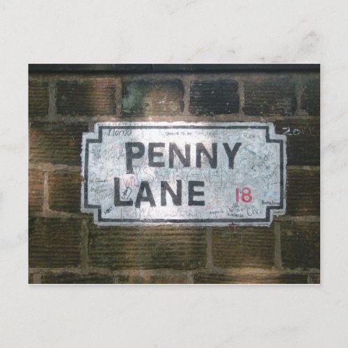 Penny Lane Street Sign Postcard