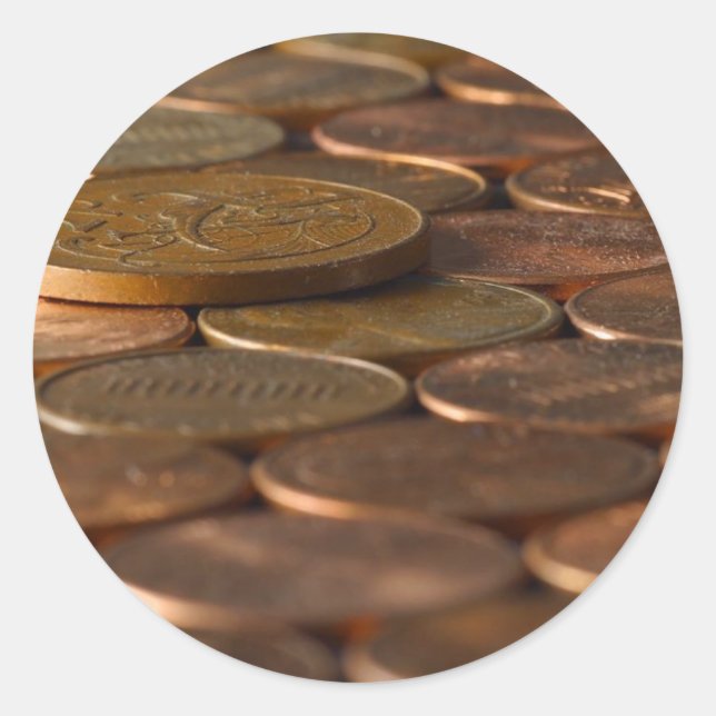 Penny Pennies Coins Money Classic Round Sticker (Front)