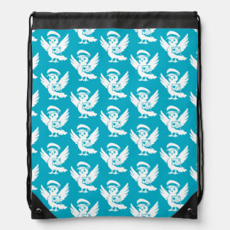 Penny Post Mascot Logo Pattern Drawstring Backpack