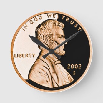 Penny Round Clock by BostonRookie at Zazzle