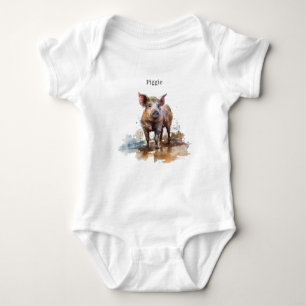 Penny the Playful Piglet, custom Baby Bodysuit