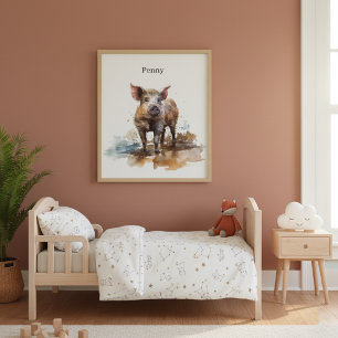 Penny the Playful Piglet, custom Poster