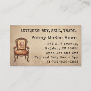 Penny Vintage Antique Chair Rustic Background Business Card