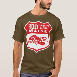 Penobscot County Maine Retro  Shield Red T-Shirt
