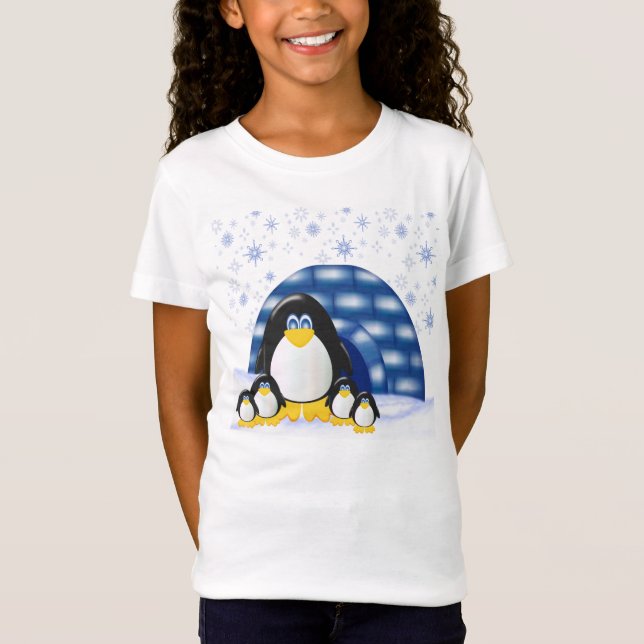 Penquin Party Girls Baby Doll (Fitted) T-Shirt (Front)