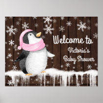 Penquin Snowflake Winter Baby Shower Sign