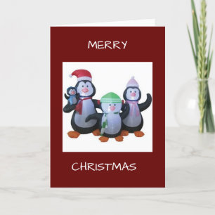 PENQUINS GET TOGETHER TO SAY MERRY CHRISTMAS CARD