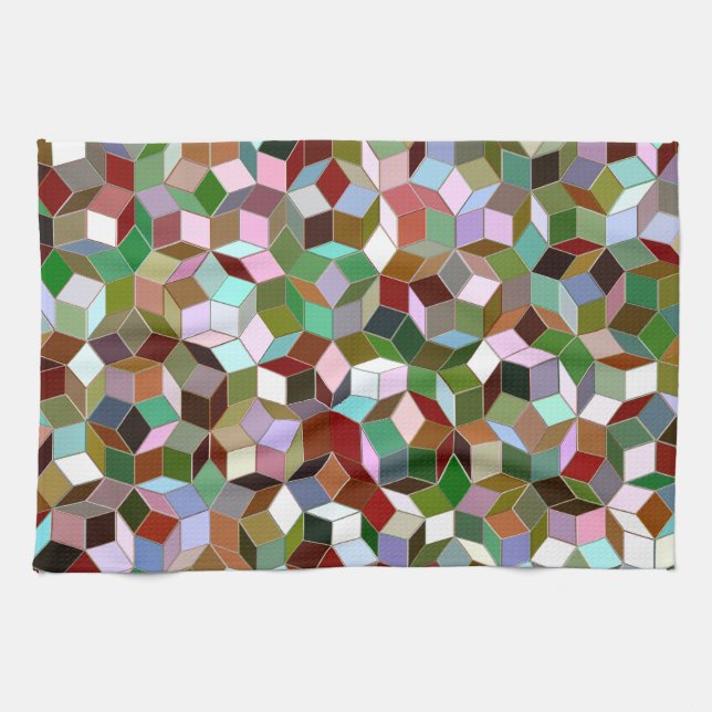 Penrose Tiling Kitchen Towel, Dark Neutral Colors Towel (Horizontal)