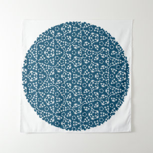 Penrose Tiling Pattern White Blue Mg0.25 Tapestry