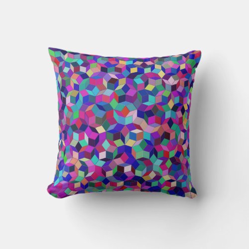 Penrose Tiling Throw Pillow BlueMagenta