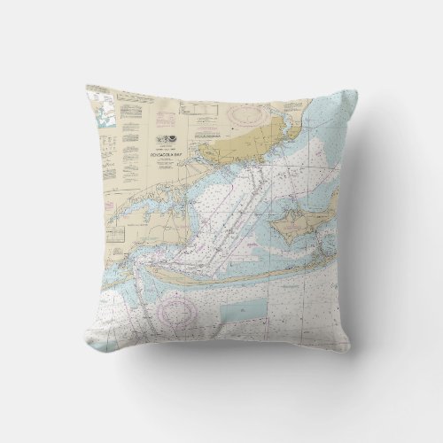 Pensacola Bay Nautical Chart 11383 Throw Pillow
