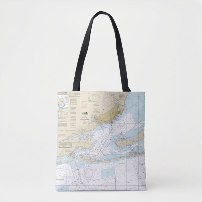 Pensacola Bay Nautical Chart 11383 Tote Bag (Front)