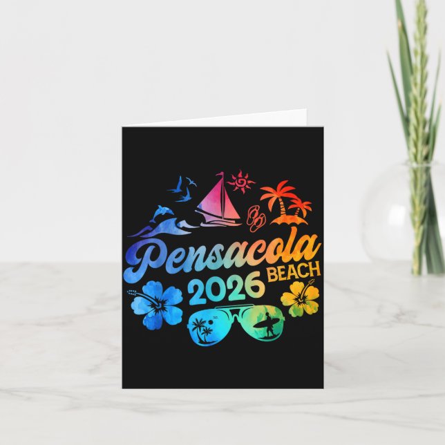 Pensacola Beach Florida 2026 Vacation Tie Dye Summ Card (Front)