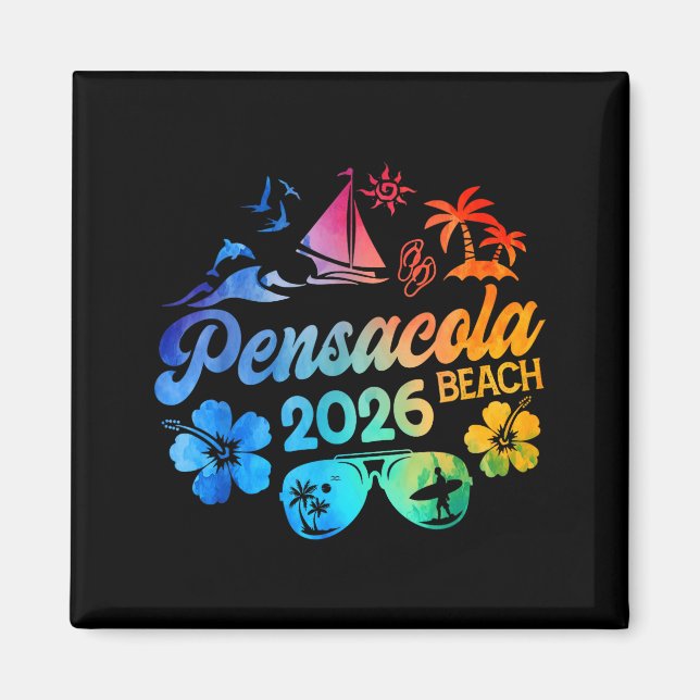 Pensacola Beach Florida 2026 Vacation Tie Dye Summ Magnet (Front)