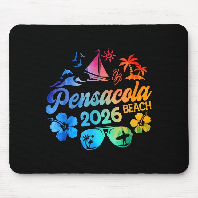 Pensacola Beach Florida 2026 Vacation Tie Dye Summ Mouse Pad (Front)