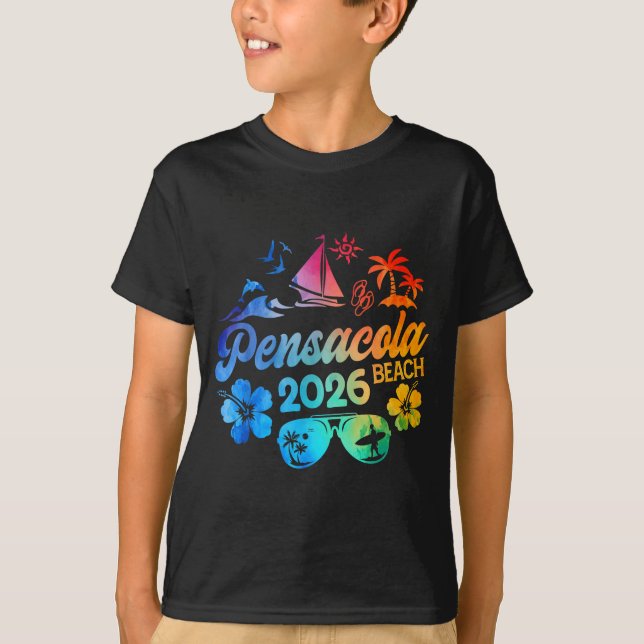 Pensacola Beach Florida 2026 Vacation Tie Dye Summ T-Shirt (Front)
