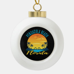 Pensacola Beach Florida Palm Trees Beach Ceramic Ball Christmas Ornament