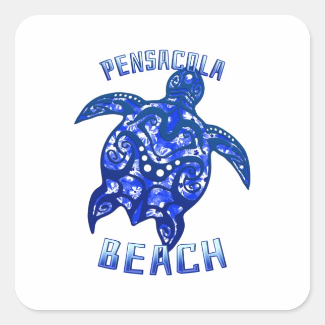 Pensacola Beach Florida Vacation Tribal Turtle Square Sticker (Front)