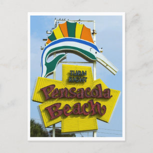 Pensacola Beach Florida Vintage Sign Postcard
