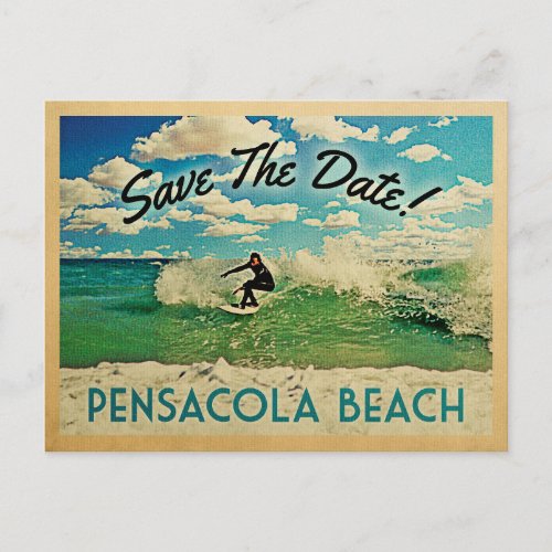 Pensacola Beach Save The Date Florida Surfing Announcement Postcard