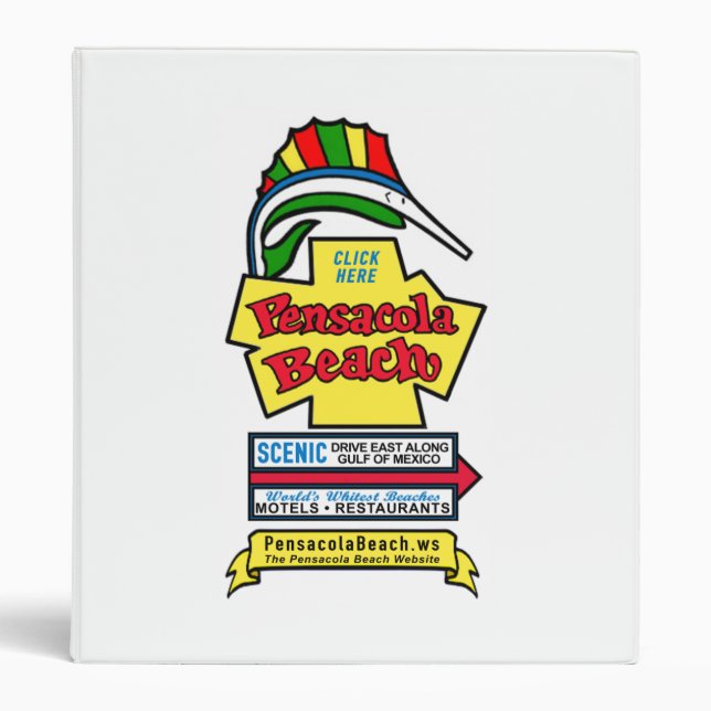 Pensacola Beach Sign 3 Ring Binder (Front)