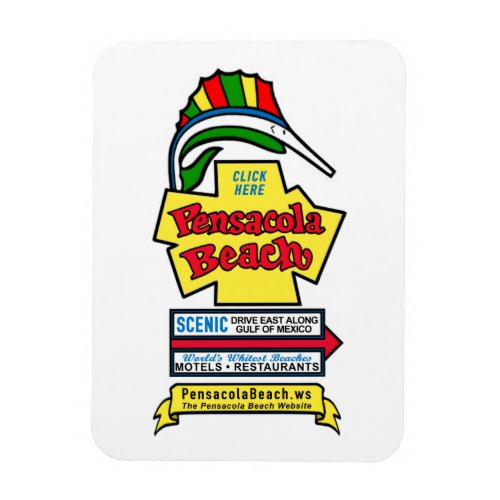 Pensacola Beach Sign Flexible Magnet