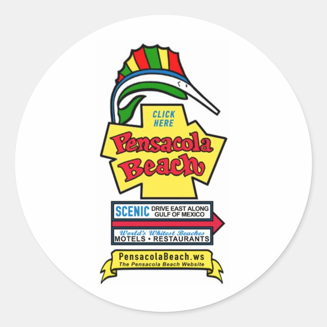 Pensacola Beach Sign Stickers (Front)