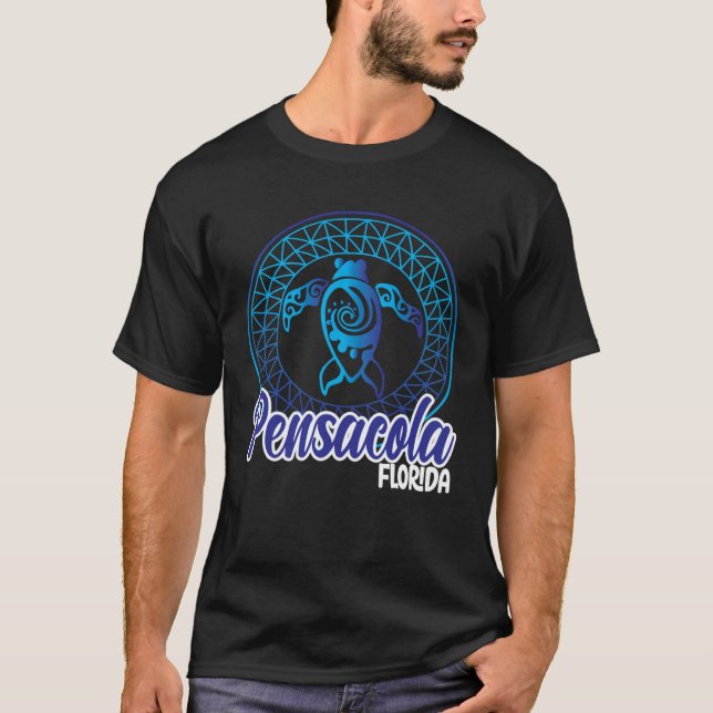 Pensacola Beach Souvenirs Florida Tribal Sea Turtl T-Shirt (Front)