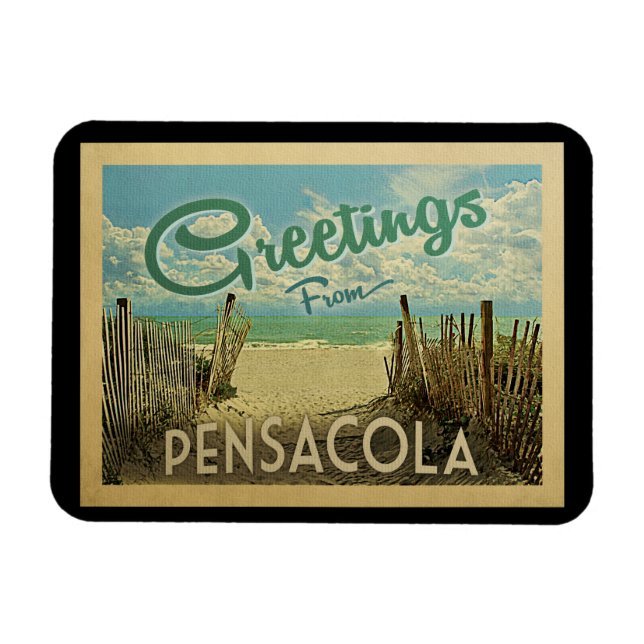 Pensacola Beach Vintage Travel Magnet (Horizontal)