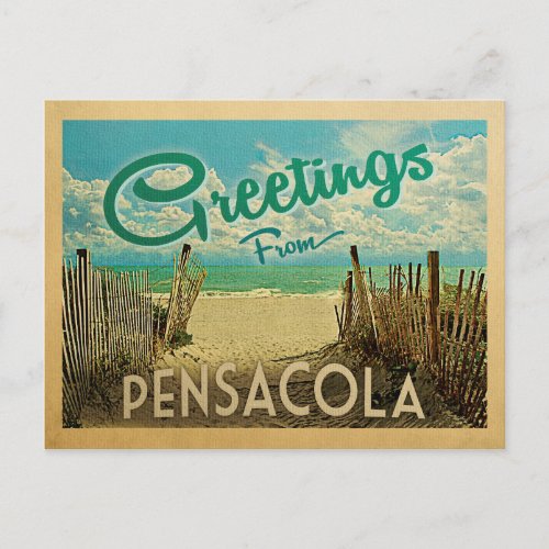 Pensacola Beach Vintage Travel Postcard