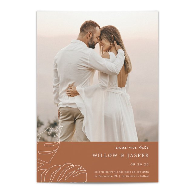 Pensacola Flat Save The Date Card (Pensacola Wedding Photo Save the Date card in burnt orange)