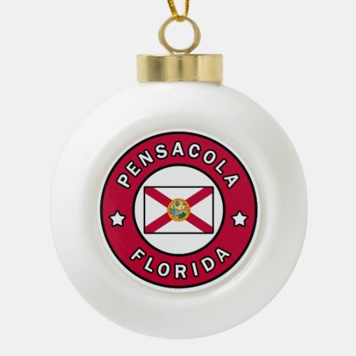 Pensacola Florida Ceramic Ball Christmas Ornament