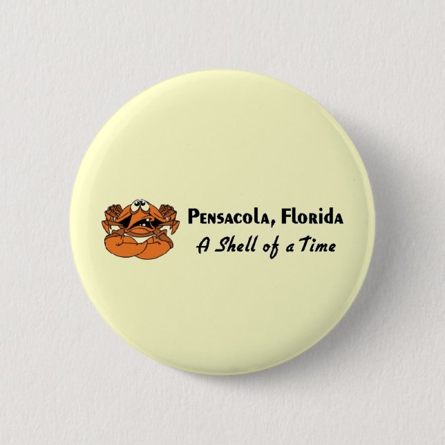 Pensacola Florida Crab Pinback Button (Front)
