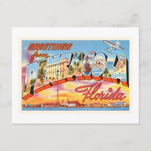 Pensacola Florida FL Old Vintage Travel Souvenir Postcard