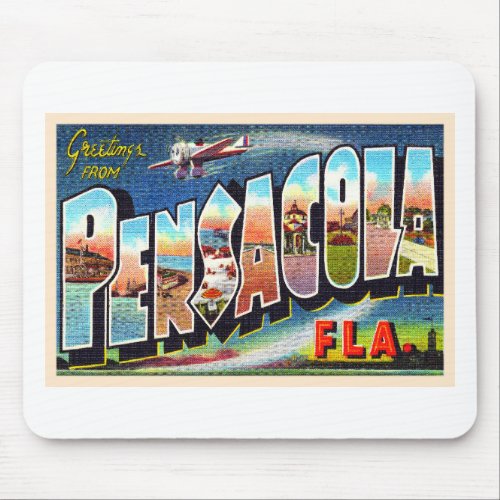 Pensacola Florida FL Vintage Large Letter Postcard Mouse Pad