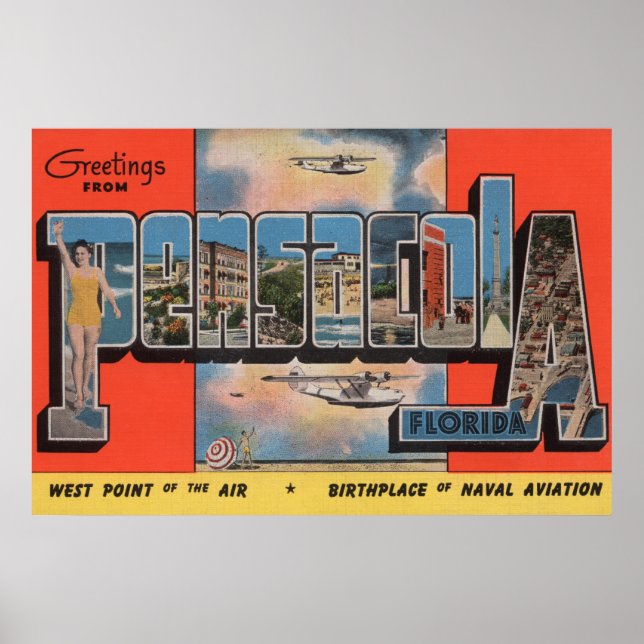 Pensacola, Florida - Large Letter Scenes 2 Poster (Front)
