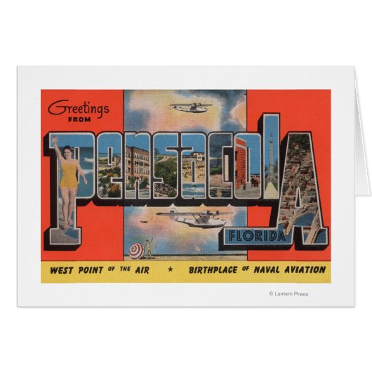 Pensacola, Florida - Large Letter Scenes Cards (Front Horizontal)