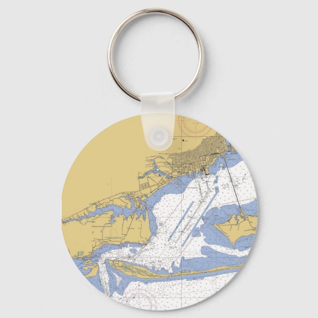 Pensacola, Florida Nautical Harbor Chart Keychain (Front)