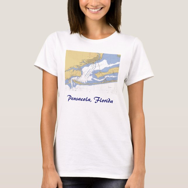 Pensacola, Florida Nautical harbor chart T-shirt (Front)