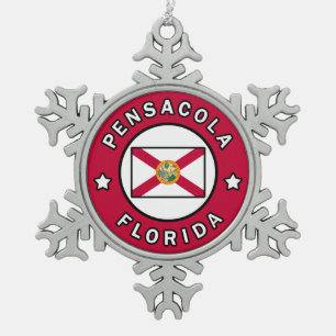 Pensacola Florida Snowflake Pewter Christmas Ornament
