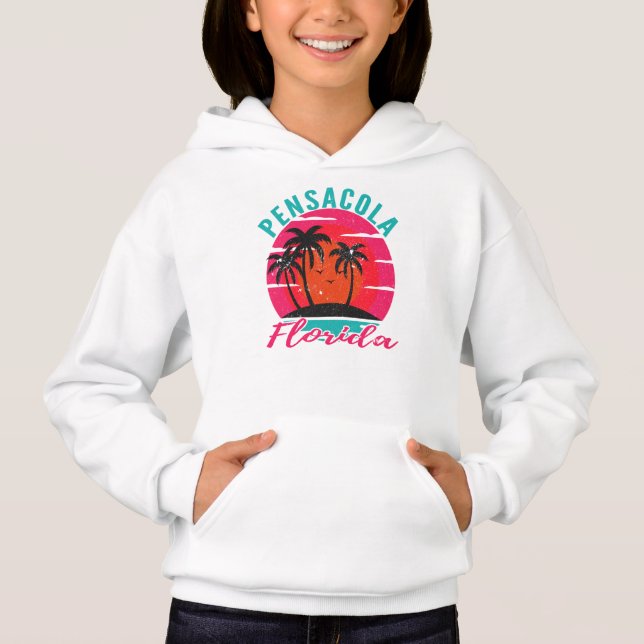 Pensacola Florida Sunset Retro Vacation Hoodie (Front)