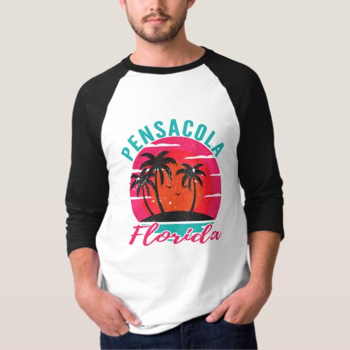 Pensacola Florida Sunset Retro Vacation T_Shirt