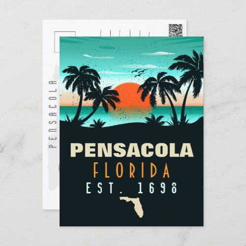 Pensacola Florida tropical Retro Sunset Souvenirs Postcard