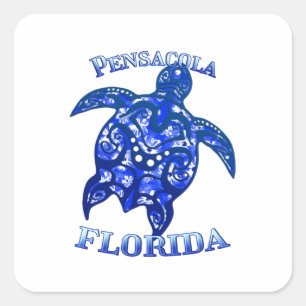 Pensacola Florida Vacation Tribal Turtle Square Sticker