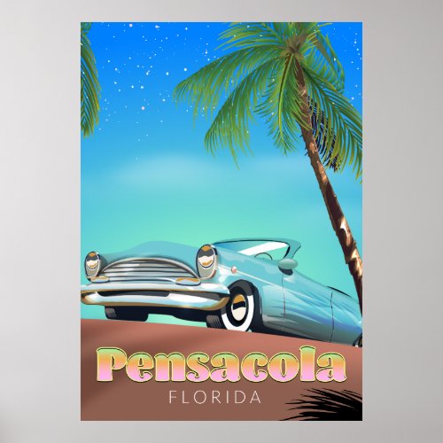 Pensacola florida vintage style travel poster